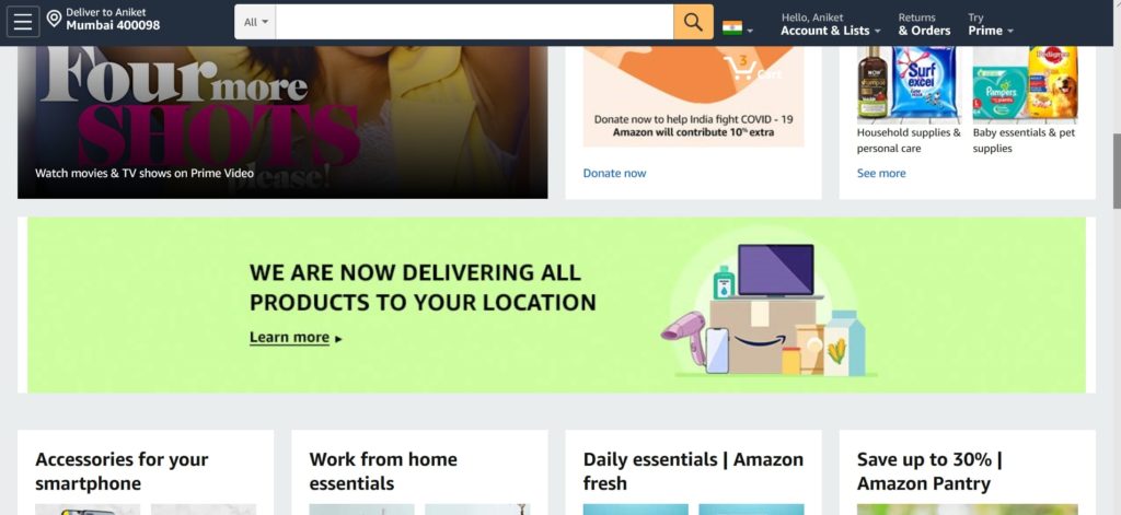 Amazon home page
