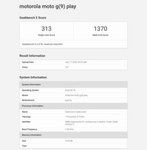 Motorola Moto G9 Play Spotted on Geekbench With Qualcomm SoC and 4GB RAM