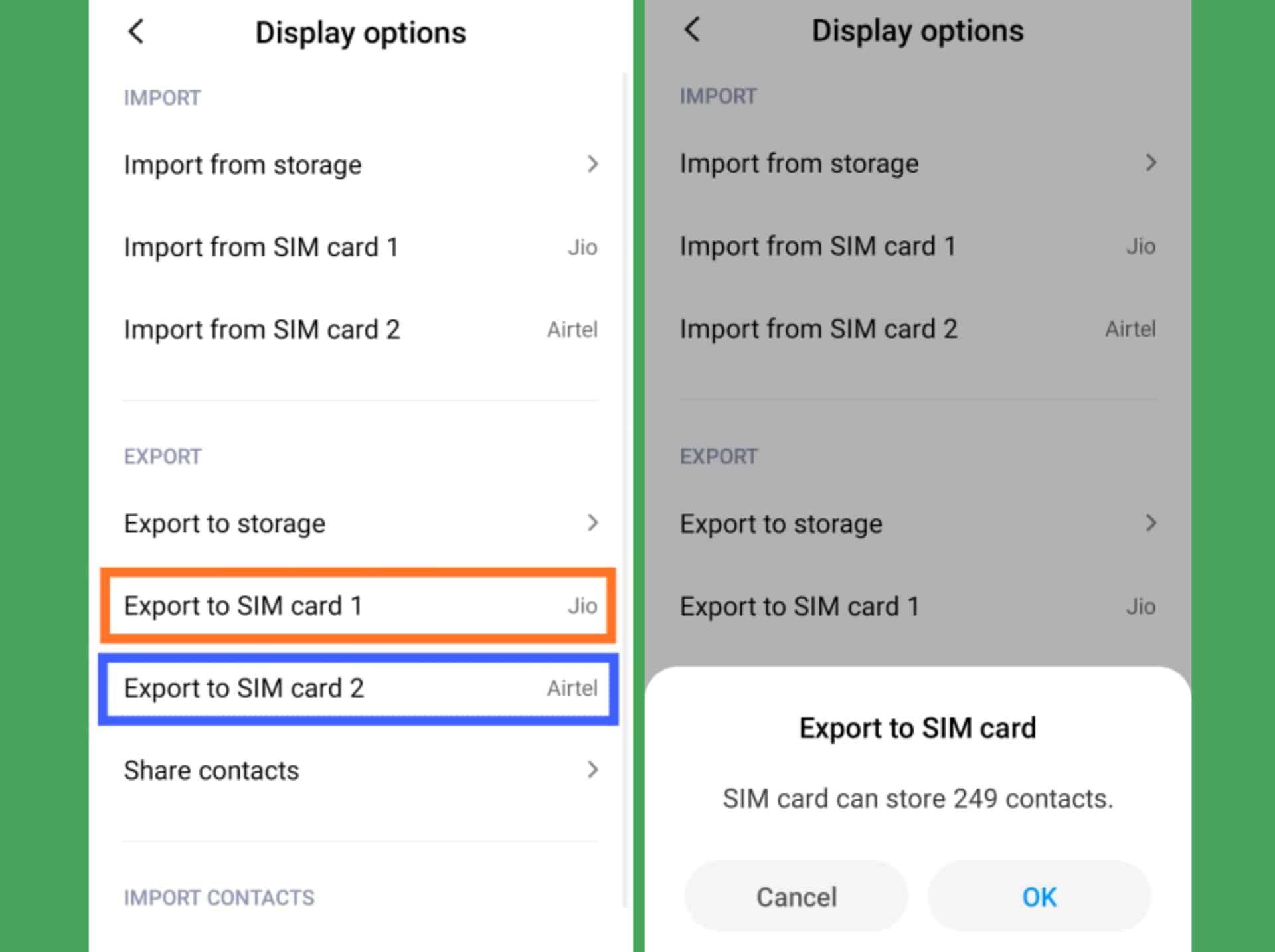 Transfer Contacts Using SIM Card