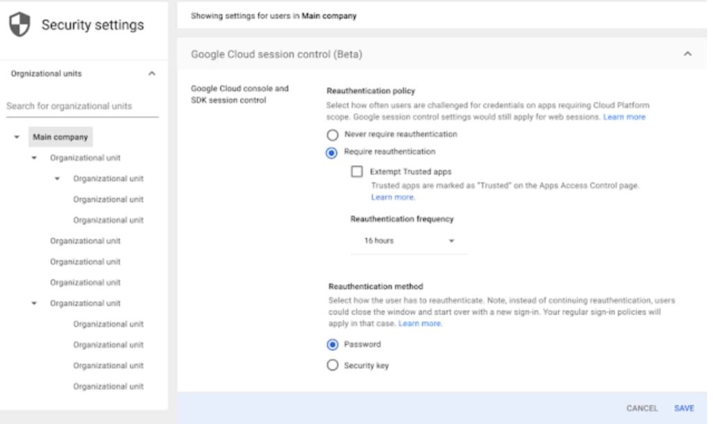 Google Cloud Now Lets Users Exempt Specific Applications From Session Length Policy