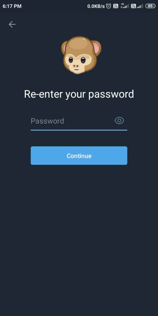 Re-enter your password