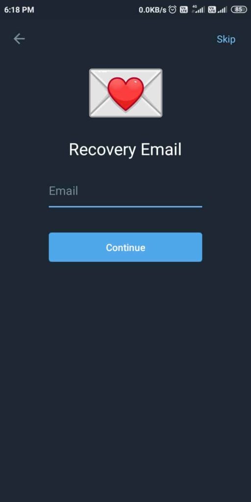 Enter Recovery Email